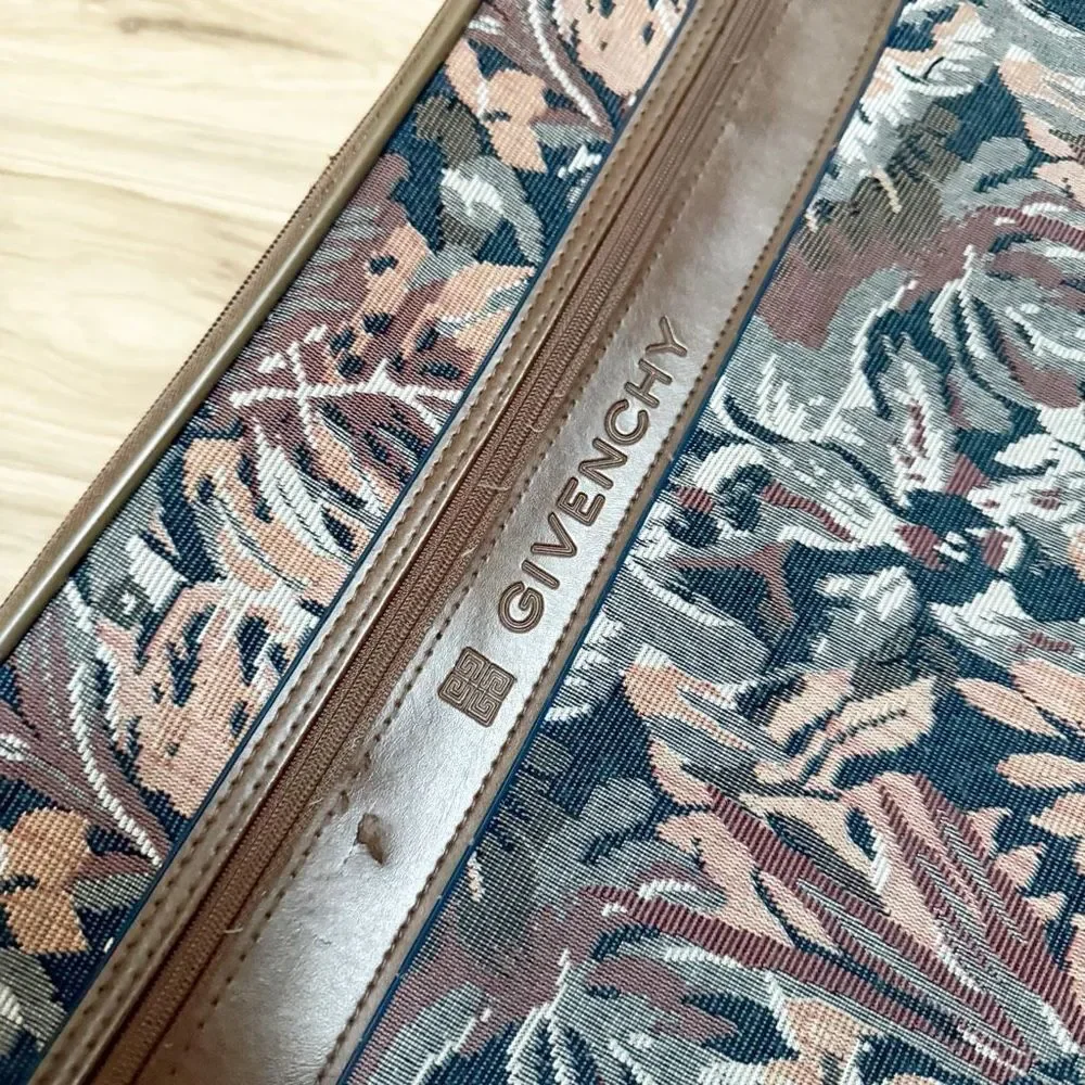 GIVENCHY | Vintage Large Rolling Carpet Luggage Floral Feather Foliage Tapestry